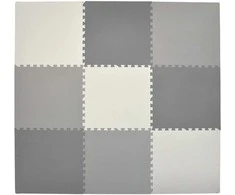 Humbi didelis edukacinis kilimėlis, storo putplasčio dėlionė, 180 x 180 x 1 cm, XXL 9 vnt., 62 x 62 x 1 cm, spalvotas rutuliukas, kreminės spalvos, grafito spalvos, kreminis rutuliukas