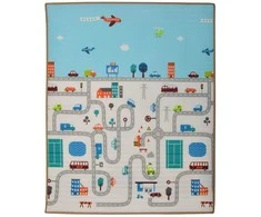 Humbi Dvipusis lavinamasis putplasčio kilimėlis Streets Animals 150 x 180 x 2 cm pastelinis storis didelis