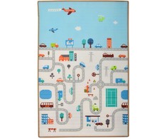 Humbi Dvipusė edukacinė putų kilimėlė Gatvės Gyvūnai 120 x 180 x 2 cm pastelinė stora