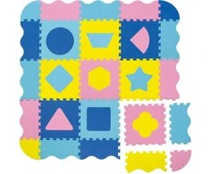 Humbi Mata edukacyjna 120 x 120 cm Kojec Grube Puzzle piankowe 30 x 30 cm Kształty Kolor geltona mėlyna rožinis