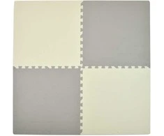 Humbi Foam dėlionės kilimėlis 62x62x1 cm, 4 vnt, kreminės spalvos - pilkas