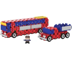 TREFL 61973 Klocki Connect 2in1 - Autobusas / Automobilis su puspriekabe