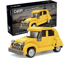 Klocki Konstrukcyjne CaDA Auto miejskie Važiuoklė Geltona Autko Citroen 2CV 298 dalys