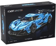 CaDA Master konstruktoriaus kaladėlės didelis mėlyna sportinis automobilis Lenktyninis automobilis Automobilis lenktynininkas 60 cm V12 Hypercar 3865 dienos