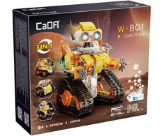 CaDA konstrukciniai blokeliai, modelis W.Bot nuotoliniu būdu valdomas robotas Code, RC robotas 3 viename, 455 elementai