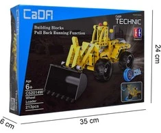 CaDA Technic Construction Bricks Loader 25 cm Didelis buldozeris Statybinė transporto priemonė su atgaline pavara