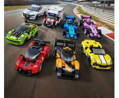 CaDA konstruktoriaus blokai lenktyninis automobilis Circuit Racing Car Rožinė 123 vnt.