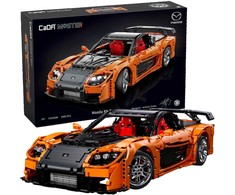 CaDA statybiniai blokai Nuotoliniu būdu valdomas automobilis 56 cm oranžinės spalvos automobilių lenktynės Mazda RX-7 3305 dalys RC