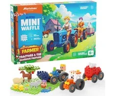 MARIOINEX Mini vaflių ūkininko kaladėlės Traktoriai ir šauni pieva, 110 detalių