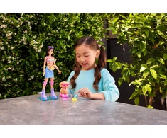 Lėlė Barbie Pets i piesek na wrotkach + priedai