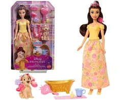 Mattel BELLA Lėlė Disney Princesė Gražuolė ir Pabaisa Belė ir šuo vonioje