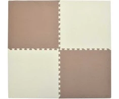 Humbi putplasčio kilimėlis 120x120, didelė putplasčio dėlionė, atspari vandeniui, saugi, 4 vnt., kreminės spalvos, tamsiai smėlio spalvos
