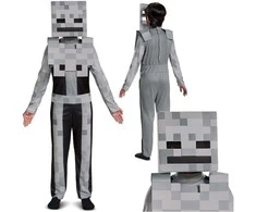 Minecraft karnavalinis kostiumas berniukui Skeleton Baltas Skeleton kostiumo maskuoklis 110-122 cm (4-6 metai)