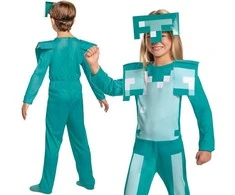 Minecraft maskuojantis kostiumas, karnavalinis kostiumas deimantiniai šarvai 127-136 cm (7-8 metai)