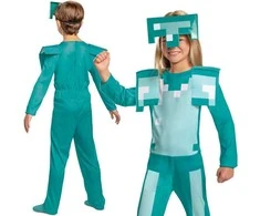 Minecraft maskuojantis kostiumas, karnavalinis kostiumas deimantiniai šarvai 127-136 cm (7-8 metai)