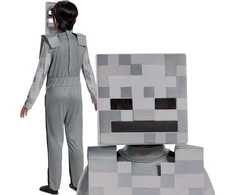 Minecraft karnavalinis kostiumas berniukui Skeleton Baltas Skeleton kostiumo maskuoklis 110-122 cm (4-6 metai)