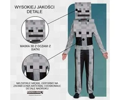 Minecraft karnavalinis kostiumas berniukui Skeleton Baltas Skeleton kostiumo maskuoklis 110-122 cm (4-6 metai)