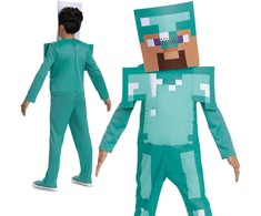 „Minecraft“ karnavalinis kostiumas Steve'as deimantinio šarvų kostiume, 127–136 cm (7–8 metai)