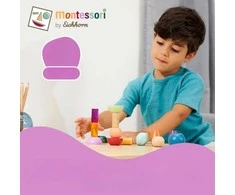 Montessori mediniai figūrėlių bokštai, 16 spalvingų detalių