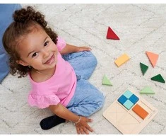 Medinė dėlionė „Montessori“, 13 detalių, kvadratai, trikampiai, stačiakampiai