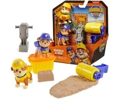 „Paw Patrol Rubble&amp;Crew Building“ rinkinys „Ruble and Crew“ skalda ir jo įgula „Gruple and Mix“ + „Kinetic Sand“ + priedai