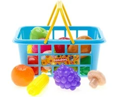 Didelis rinkinys Plastikinės Daržovės Vaisiai Virtuvei Pirkinių krepšelis Casdon 21 cm