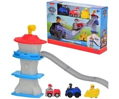 „Paw Patrol“ prabangus 3in1 bokšto su bėgiais rinkinys + 3 transporto priemonės su šuniukais