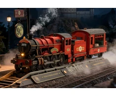 Puremind Harry Potter Sulankstomas medinis traukinio modelis Hogvartso ekspresas su šviesa ir garsu, 3D dėlionė "pasidaryk pats"