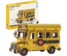 „Puremind“ sulankstomas medinis mokyklinio autobuso modelis „Snoopy Peanuts“ 3D dėlionė „pasidaryk pats“
