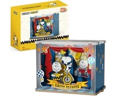 „Puremind“ sulankstomas medinis modelis „Snoopy Peanuts“ cirko scenos talentų šou 3D dėlionė „pasidaryk pats“