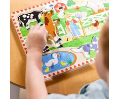 Medinės dėlionės su garsu, dėlionė Old MacDonald's Farm EN Melissa &amp; Doug