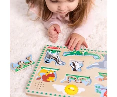 Medinės dėlionės su garsu – gyvūnai zoologijos sode Melissa &amp; Doug