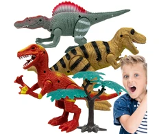 Norimpex Dinozaury Figurki Rinkinys Ruchome Dźwięk Światło Ryczą 22 Cm Spinosaurus Tyranozaur Velociraptor 3 vnt.