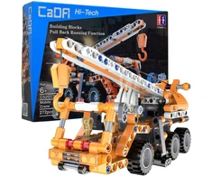 Rinkinys statybiniai blokeliai CaDA 22 cm oranžinis Kranas Kranas Važiuoklė statybinis atsitraukimas 272 vnt.