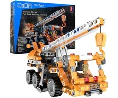 Rinkinys statybiniai blokeliai CaDA 22 cm oranžinis Kranas Kranas Važiuoklė statybinis atsitraukimas 272 vnt.