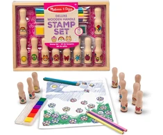 Stempelki Drewniane Pieczątki 10 Wzorów Tusz I Kredki Melissa &amp; Doug