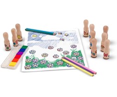 Melissa &amp; Doug MEDINIAI ANTspaudai ANTspaudai 10 DIZAINŲ RAŠALAI IR CENCILIAI MELISSA IR DOUG