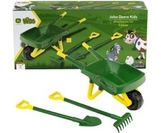 Little Gardener's Rinkinys John Deere Vaikiškas karutis smėliui + žalia sodo įrankiai Kastuvas Rake Klein