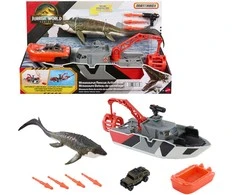 Jurassic Park Rinkinio „Matchbox Jurassic World“ mozauras ir gelbėjimo valtis