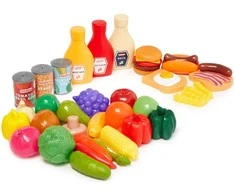 Plastikinės daržovės, vaisiai, bakalėjos, virtuvės, didelės pramogos, rinkinys 44 El. Casdon