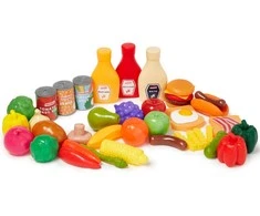 Plastikinės daržovės, vaisiai, bakalėjos, virtuvės, didelės pramogos, rinkinys 44 El. Casdon