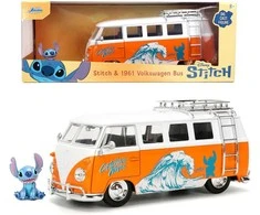 Simba Stitch Disney komplektas figurka 4 cm + pojazd Volkswagen T1 1:24