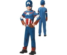 Rubies Karnavalinis kostiumas Marvel Avengers Captain America kostiumas mėlyn-raudon puošni suknelė 110-116 cm (5-6 metai)