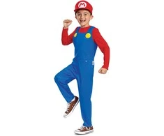 Super Mario raudonas kostiumas, karnavalinis Mario kostiumas, maskuojamas 127-136 cm, 7-8 metų amžiaus
