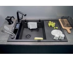 Deante granitinė virtuvinė plautuvė su magnetais Deante Magnetic ZRM G113, Metallic graphite