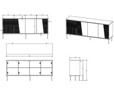 Cama Meble Komoda - 4D ABI 200x45x88 Matinė Balta