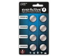 8 ličio baterijų rinkinys everActive 4 x CR2032, 2 x CR2025, 2 x CR2016
