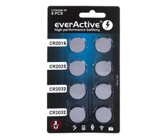 8 ličio baterijų rinkinys everActive 4 x CR2032, 2 x CR2025, 2 x CR2016