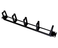 Alantec PK048 1U 19" kabelių laikiklis su šlifuotu tarpikliu, 5 plastikiniai laikikliai