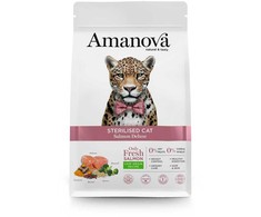 AMANOVA Adult Cat Sterilized lašiša Deluxe - sausas kačių maistas - 1,5kg